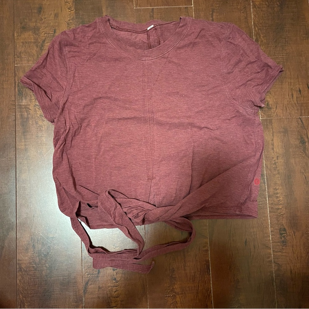 Lululemon Athletica Red Crop Tie Front T-Shirt